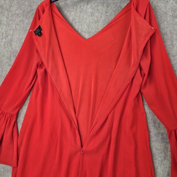Worthington Red Bell Sleeve Dress Size 8 Polyester Blend - Picture 3 of 9